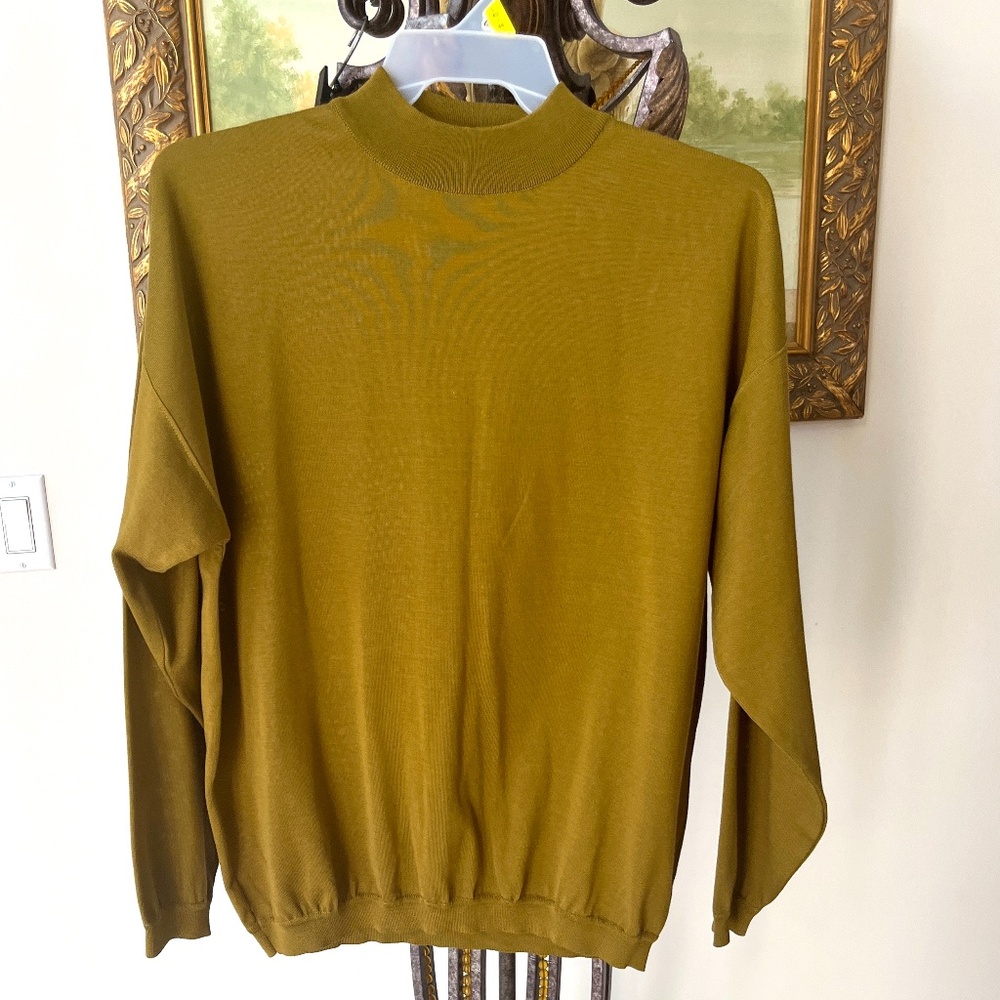 Vtg St Croix Knits For Barron Mens Cotton Green Sweater Sz L
